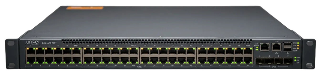 Juniper EX3400 family reference; PoE depends on the selected model